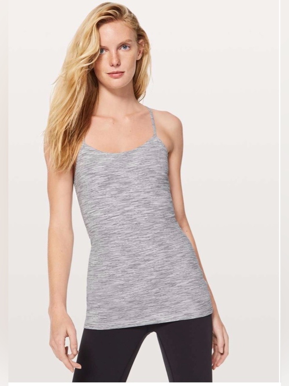 Lululemon Power Pose Tank Wee Are From Space Ice Grey Alpine White Size 8